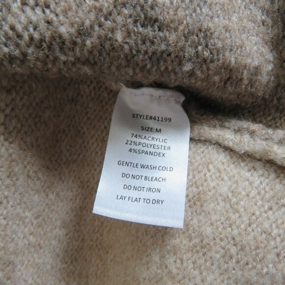 NEUFLORA Two Tone Lynnefield Wrap Sweater in Neutral Tan Quiet Luxury - Size M - Picture 15 of 15